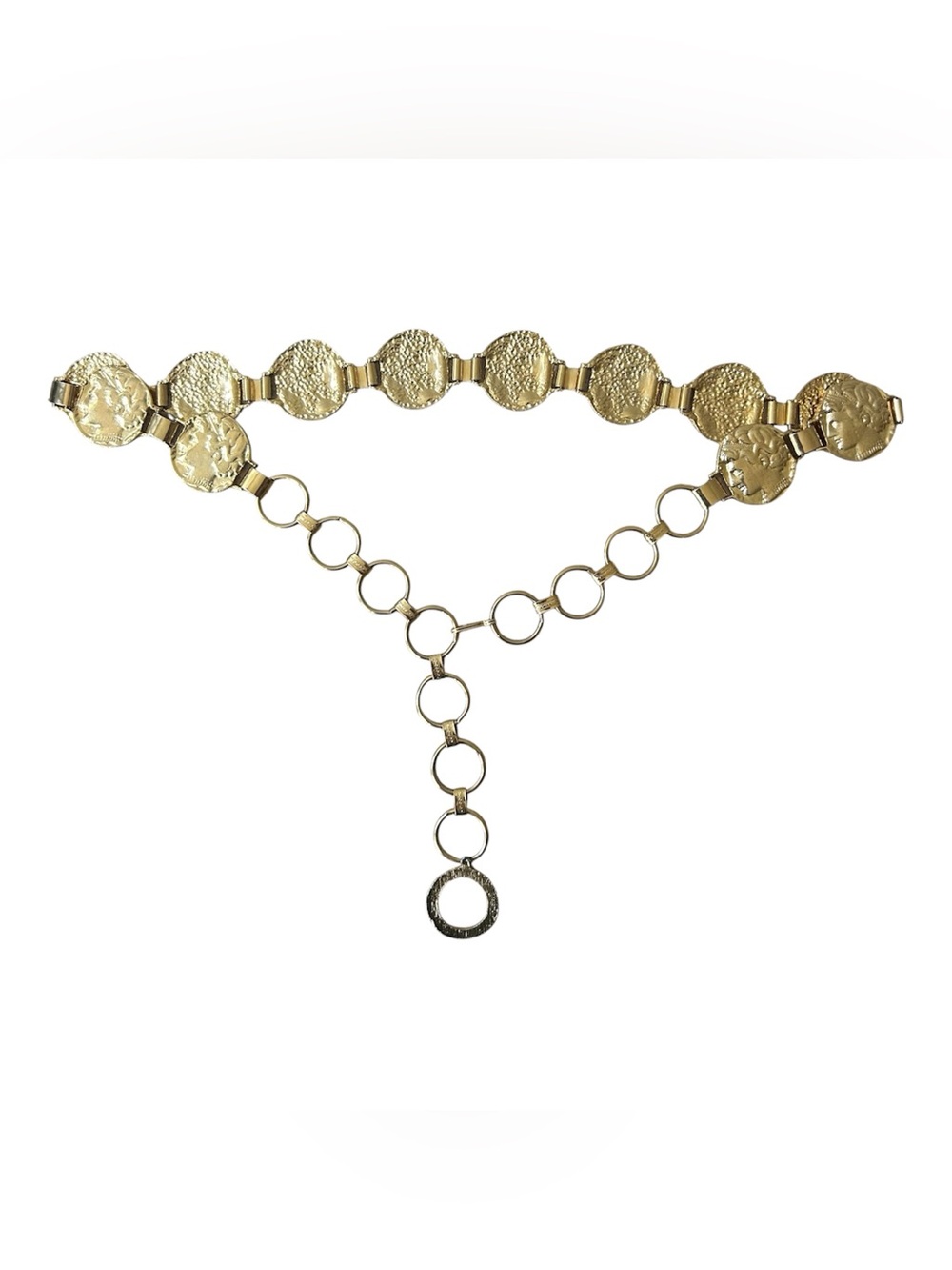 Vintage Unsigned 1990’s Roman Gold Coin Runway Chain Belt